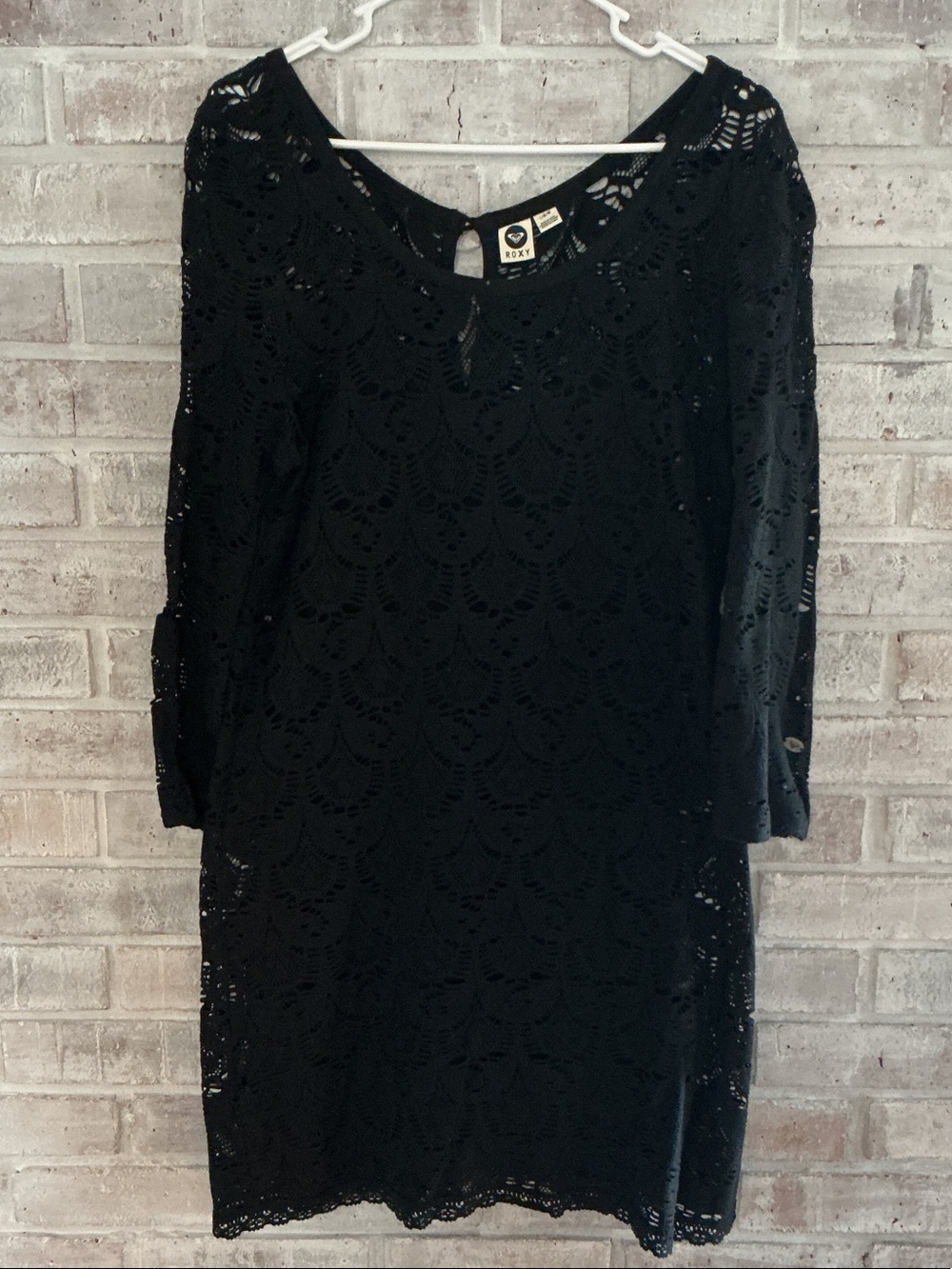 Roxy Black Lace Long-Sleeve Shift Dress